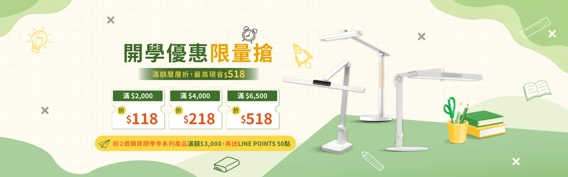 護眼檯燈推薦：喜光全光譜開學優惠限量搶，滿額最高折$518