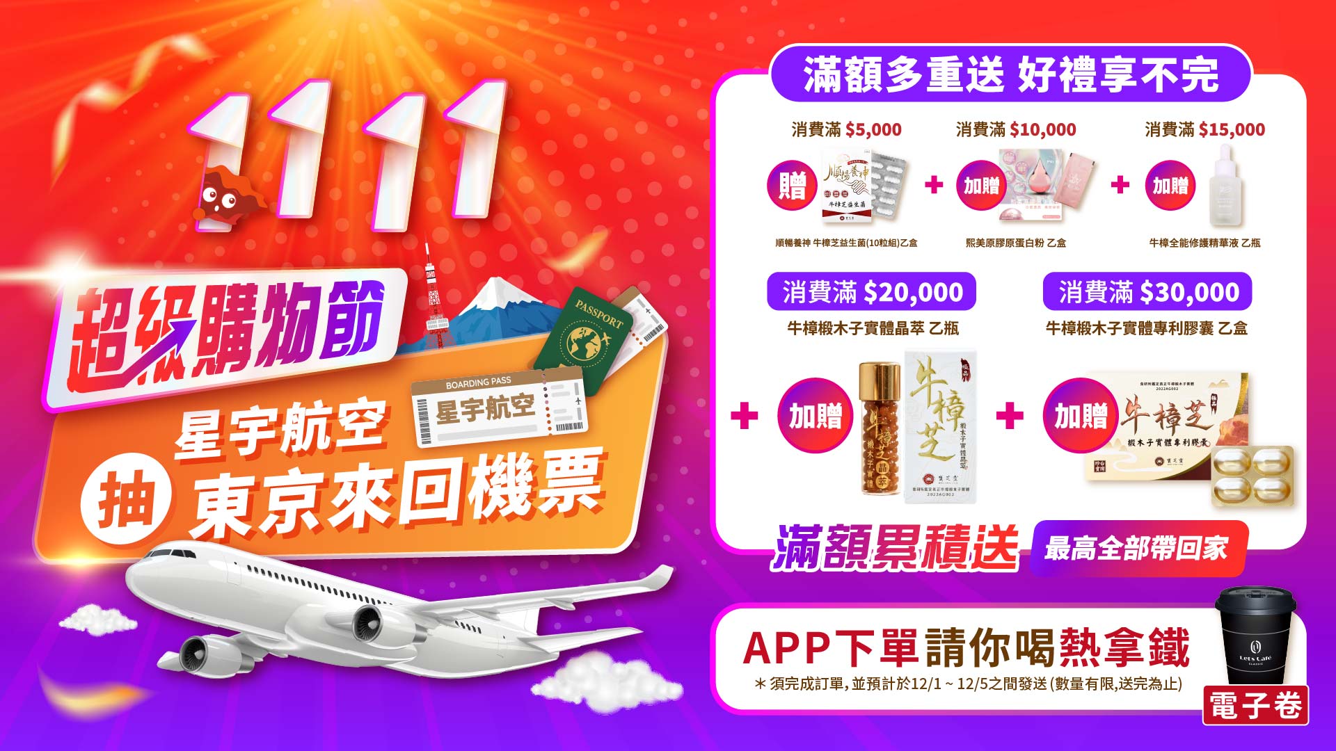 雙11強打活動滿額贈