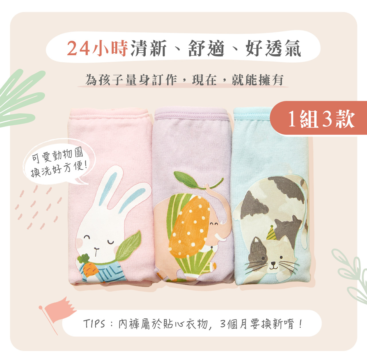 一次買3入，好換穿，好替換