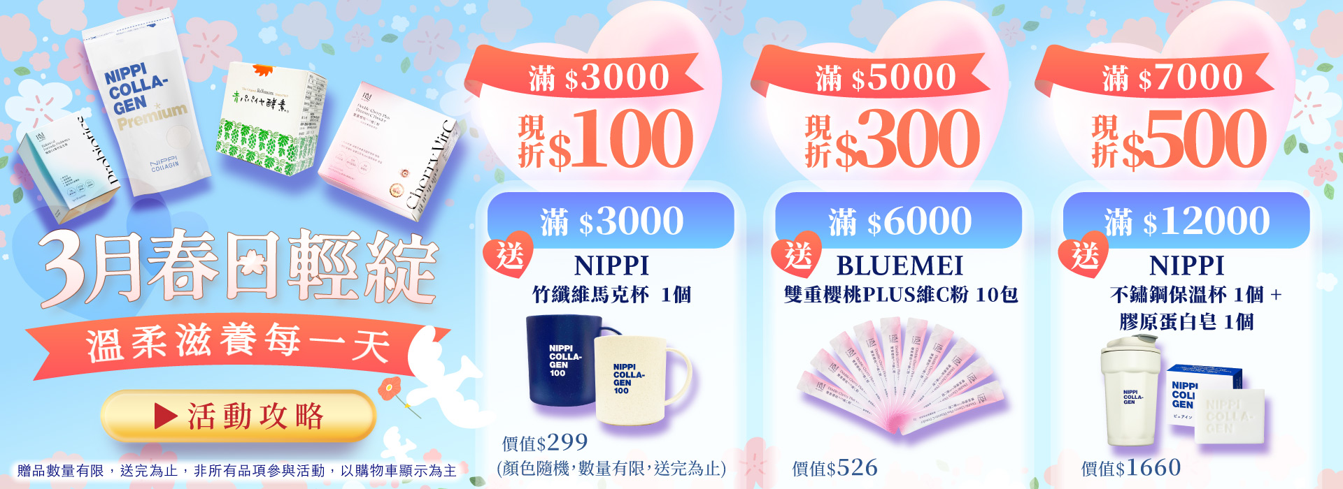 3月春日滋養 NIPPI膠原蛋白 最高現折$500元！